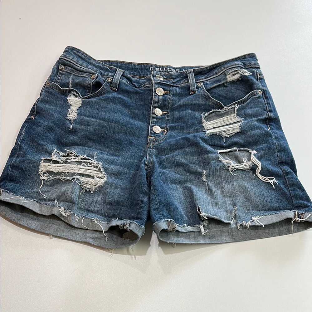 Maurices Blue Distressed Jean Shorts Casual Style